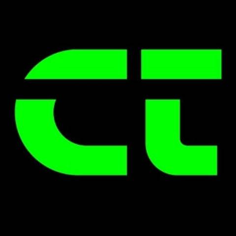 Logotipo con diseño moderno en colores verde y negro.