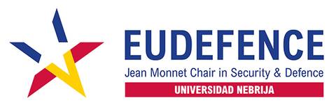Logo de la Cátedra Jean Monnet en Seguridad y Defensa de la Universidad Nebrija.