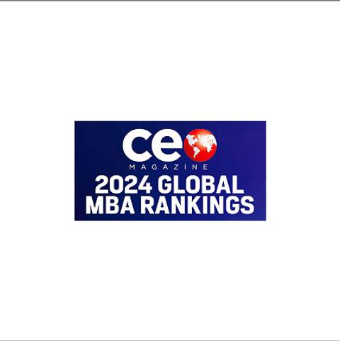 Logo de CE Magazine que presenta el ranking global de MBA para 2024.