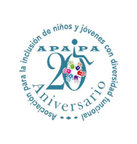Logotipo del 20 aniversario de APAIPA, una asociación dedicada a la inclusión de niños y jóvenes con diversidad funcional.