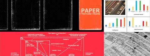 La imagen presenta una variedad de gráficos, texturas y diagramas que ilustran conceptos artísticos y sociales.