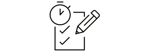 Una representación gráfica de una lista de tareas con un reloj y un lápiz.