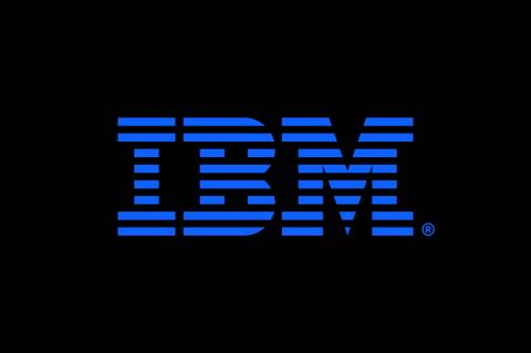 Logotipo de la empresa IBM en color azul sobre un fondo negro.