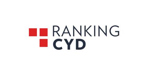 Logotipo de Ranking CYD que incluye elementos gráficos simples en rojo y negro.