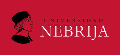 Logo de la Universidad Nebrija con un perfil en silueta de un personaje histórico.