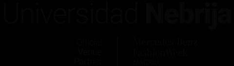 Logo de la Universidad Nebrija como socio oficial de la Mercedes-Benz Fashion Week de Madrid.