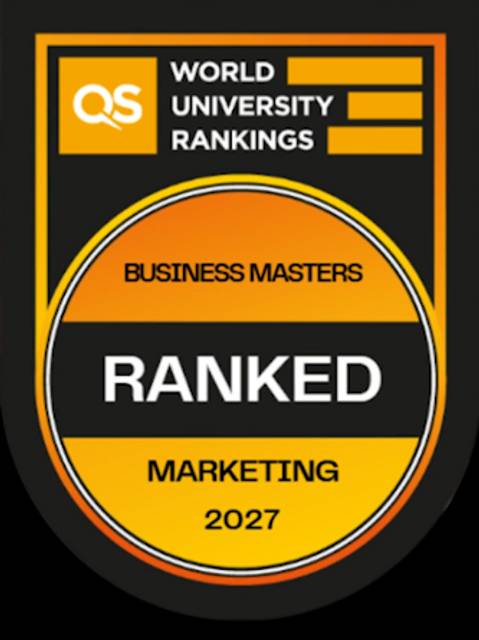 El emblema muestra el ranking de los mejores programas de máster en marketing para 2027 según QS.