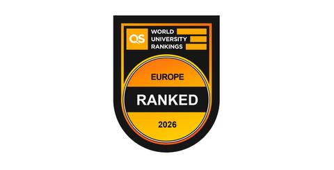 Logo del ranking mundial de universidades QS para el año 2026 en Europa.