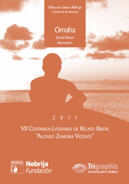 Portada de un libro titulado 'Omaha' con un fondo marino y una figura humana en silueta.